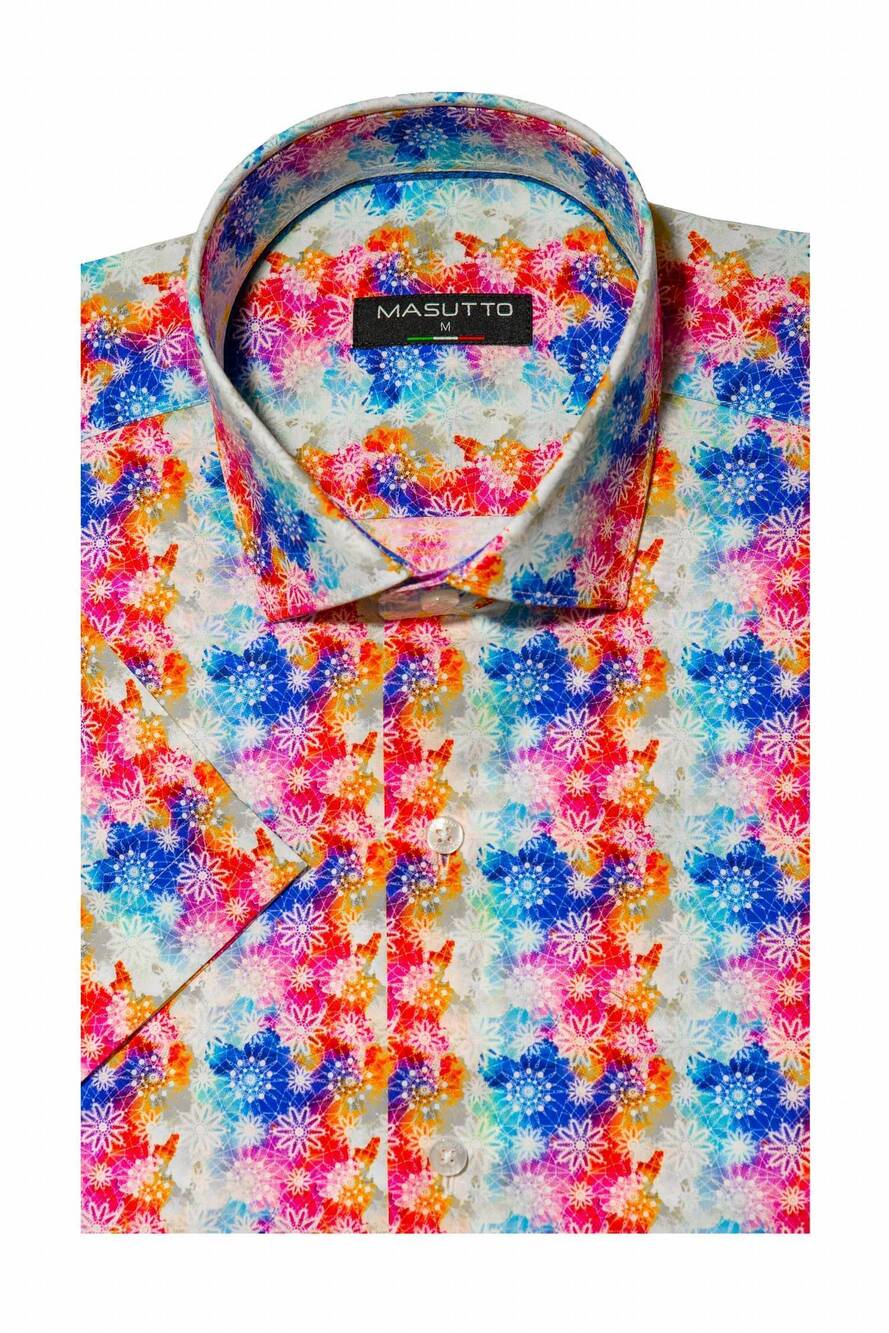 NEW MASUTTO men's pisaro short sleeve shirt in blue multi